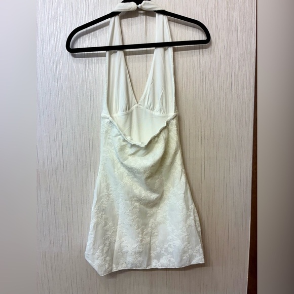 Y2K White Lace Halter Mini Dress Coquette Backless Crochet Summer Party Dress xs - Picture 2 of 9